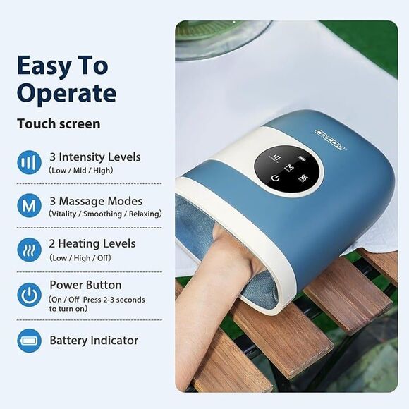 CINCOM Upgraded Cordless Hand Massager with Heat and Compression CM-088H - New - Picture 3 of 7